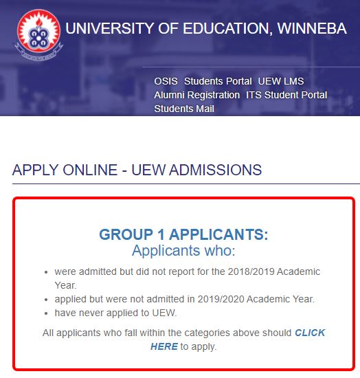 Steps To Complete UEW Admission Portal Application - Flatprofile