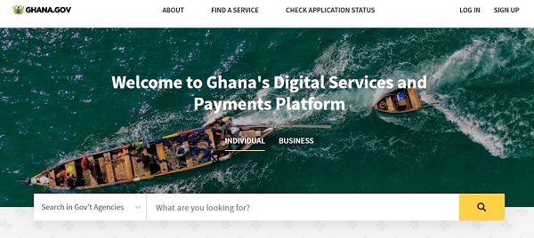 Ghana.GOV Portal - Log In | Get Started