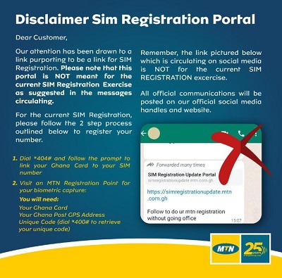 MTN SIM Registration Portal | Disclaimer