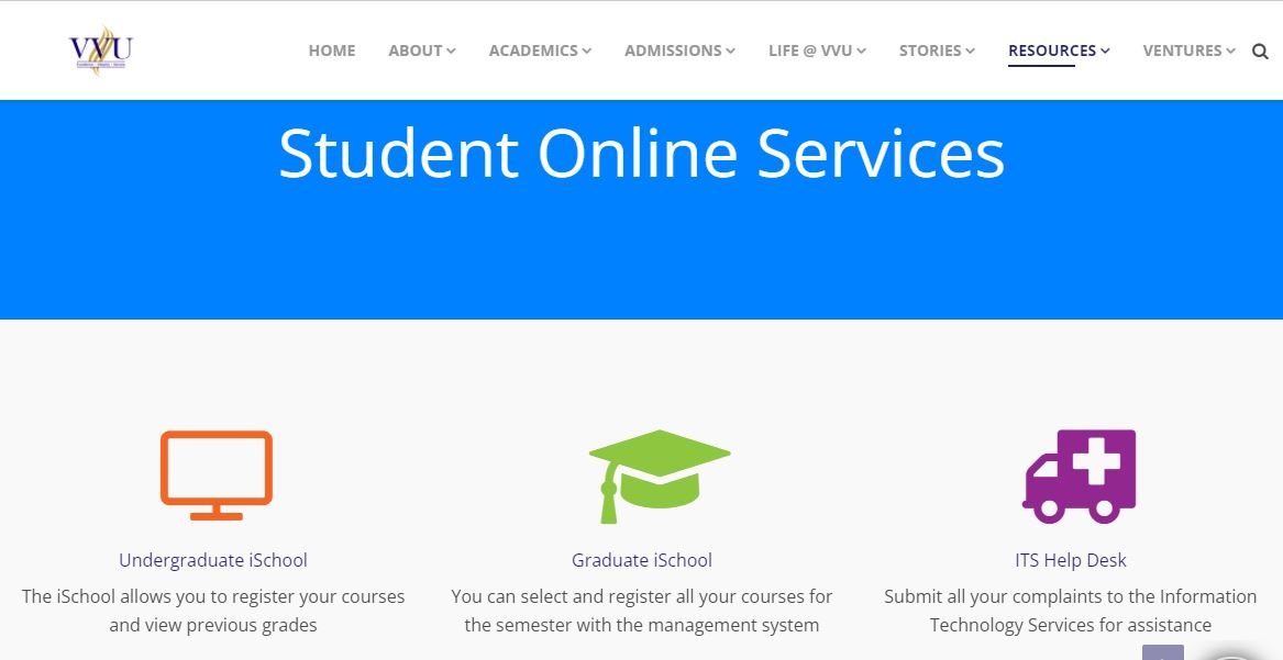 VVU iSchool Portal - Log In | Valley View University