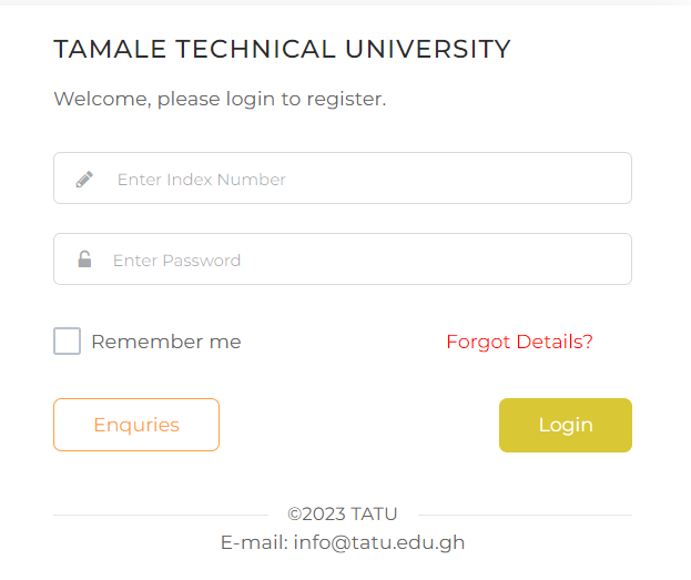 TaTU Student Portal Login Course Registration