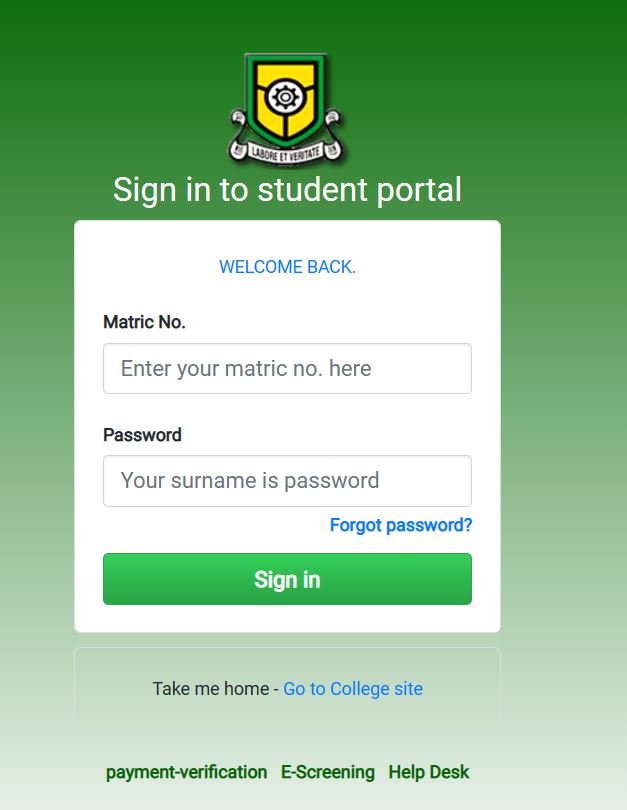 YABATECH Student Portal Yaba College of Technology