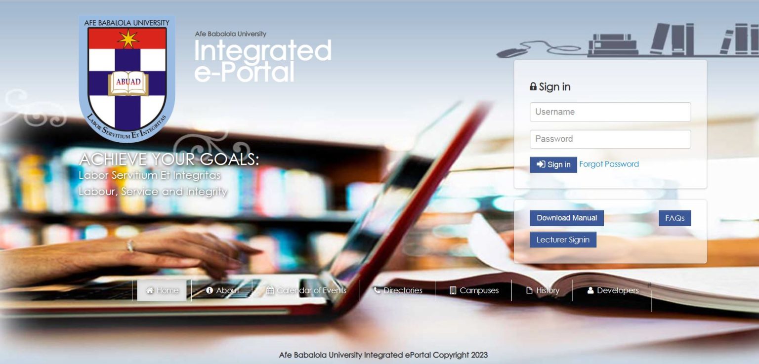 Abuad Student Portal E Portal Login Afe Babalola University