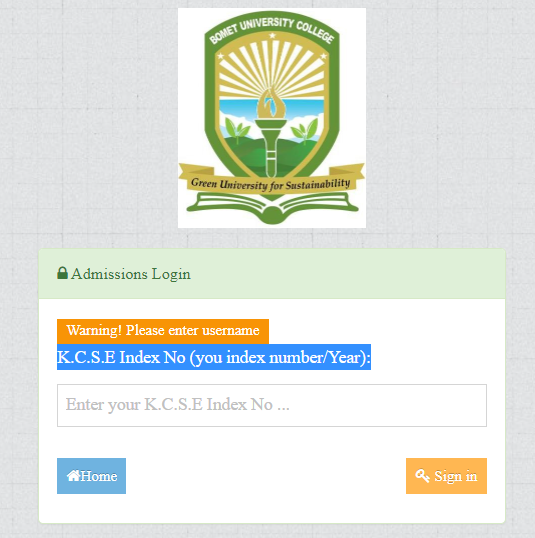 Bomet University College Admission Portal - Login | Apply Now