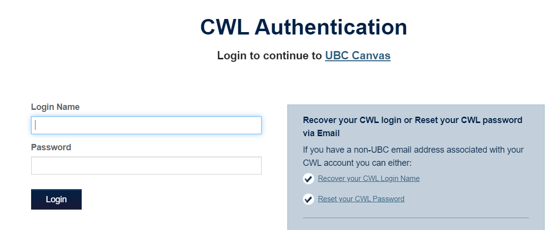 UBC Canvas - Login | University of British Columbia