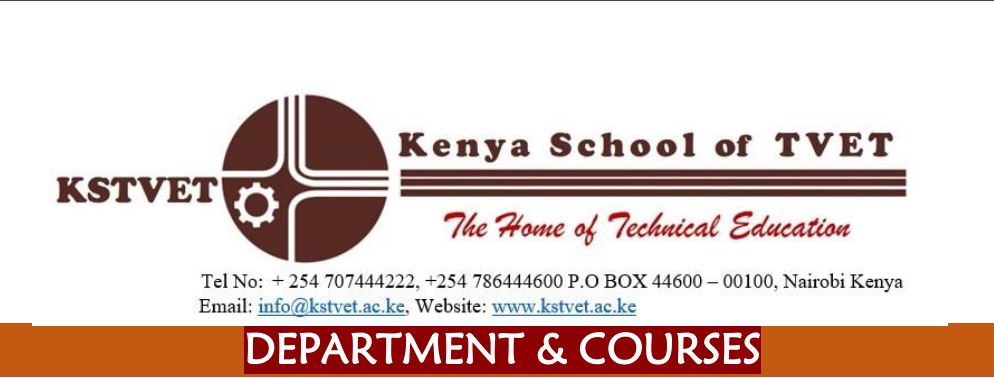 List of KTTC Courses | Kenya School of TVET