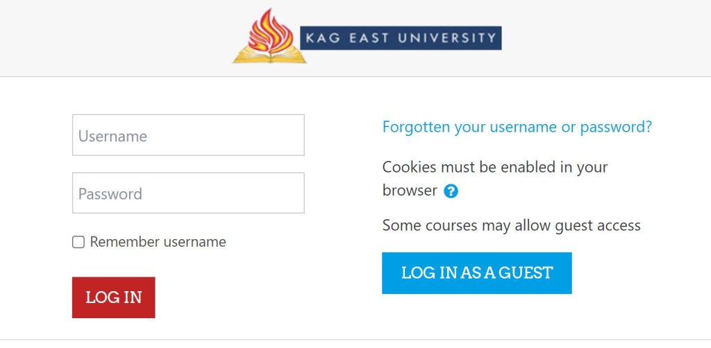 KAG East University eLearning Portal - Login