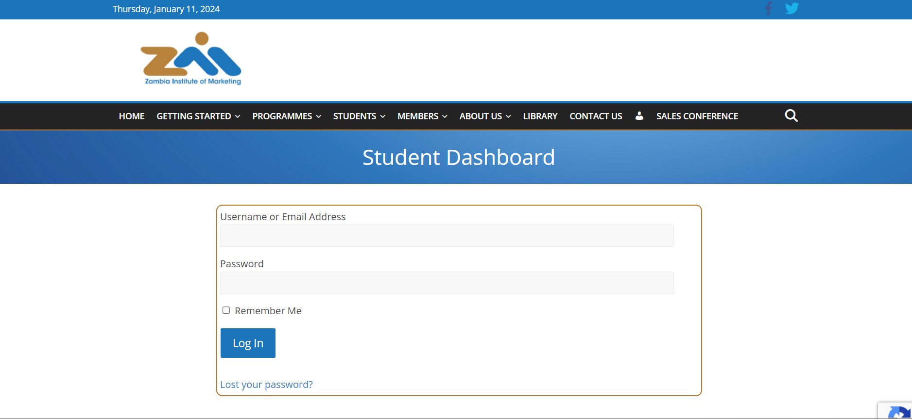 ZIM Student Portal - Login | Zambia Institute of Marketing